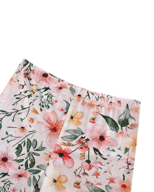 PoshTOT Pink Flower Print 2 Piece Short Sleeves PJ Set