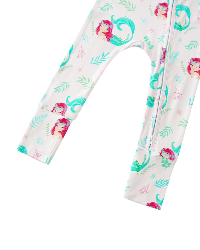 PoshTOT Mermaid Bamboo Baby Convertible Zippy Romper