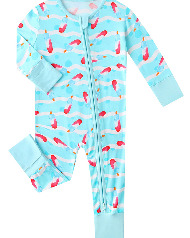 PoshTOT Ice Cream Bamboo Baby Convertible Zippy Romper