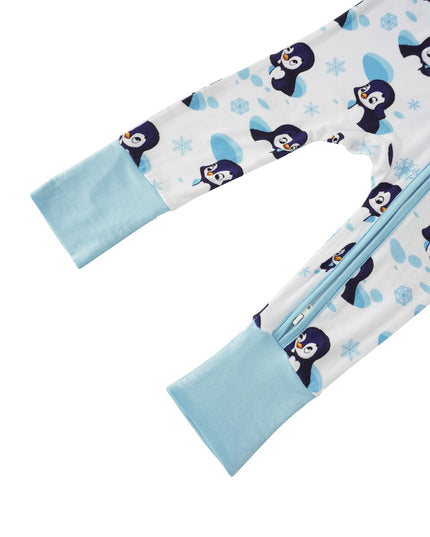 PoshTOT Snowman Penguin Bamboo Baby Convertible Zippy Romper