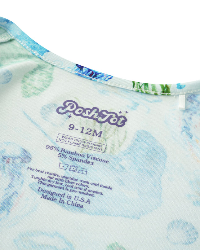 PoshTOT Sea Turtle Baby Convertible Zippy Romper