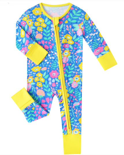 PoshTOT Blue Tulip Bamboo Baby Convertible Zippy Romper