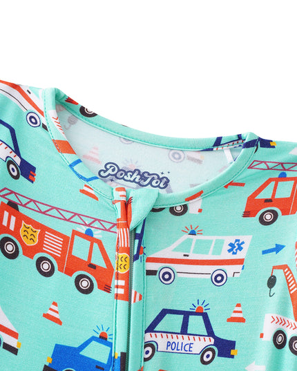 PoshTOT First Responders Bamboo Baby Convertible Zippy Romper