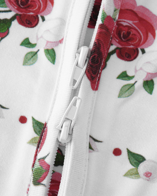 PoshTOT Diana Rose Bamboo Baby Convertible Zippy Romper