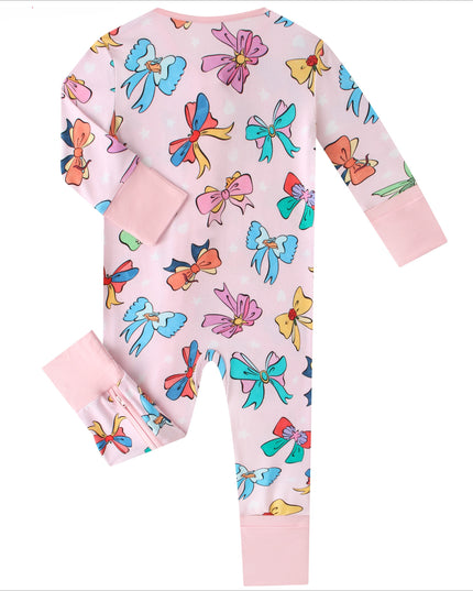 PoshTOT Bow Bamboo Baby Convertible Zippy Romper