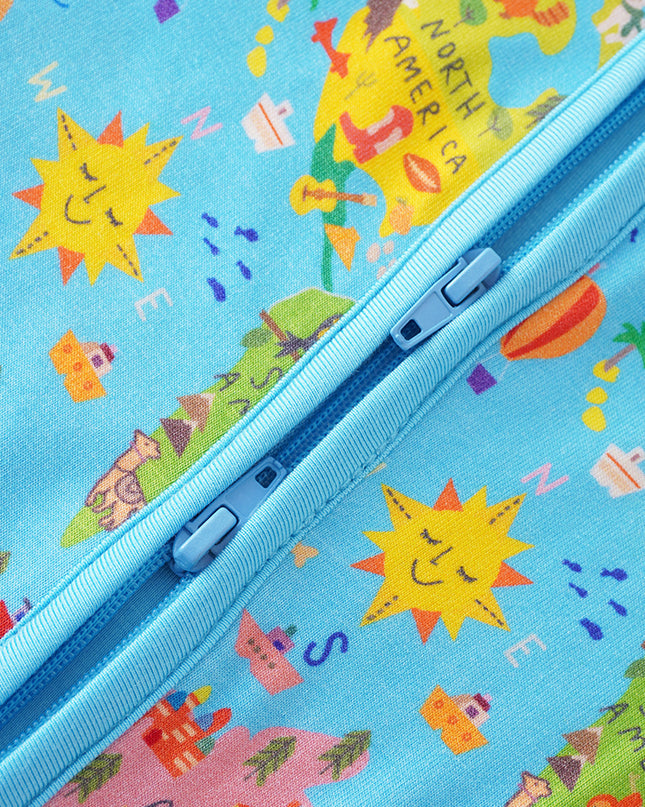 PoshTOT World Map Bamboo Baby Convertible Zippy Romper