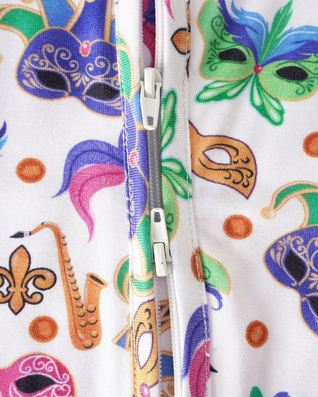 PoshTOT Mardi Gras Bamboo Baby Convertible Zippy Romper
