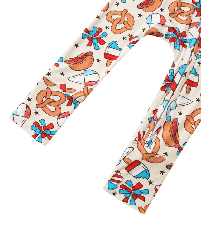 PoshTOT Hamburger Bamboo Baby Convertible Zippy Romper