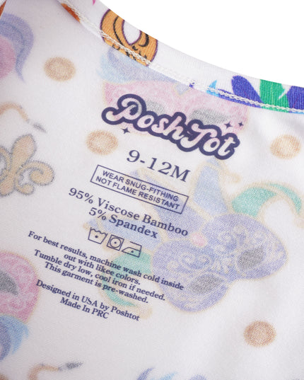 PoshTOT Mardi Gras Bamboo Baby Convertible Zippy Romper