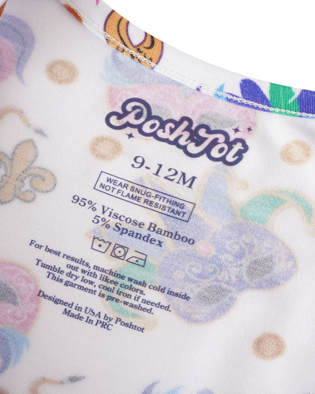 PoshTOT Mardi Gras Bamboo Baby Convertible Zippy Romper