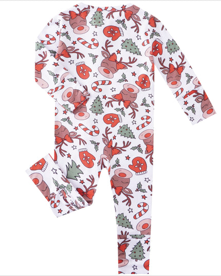 PoshTOT Reindeer Bamboo Baby Convertible Zippy Romper