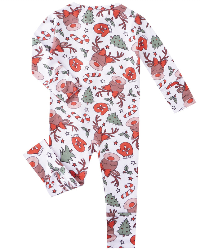 PoshTOT Reindeer Bamboo Baby Convertible Zippy Romper