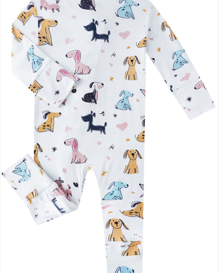 PoshTOT Little Dog Bamboo Baby Convertible Zippy Romper