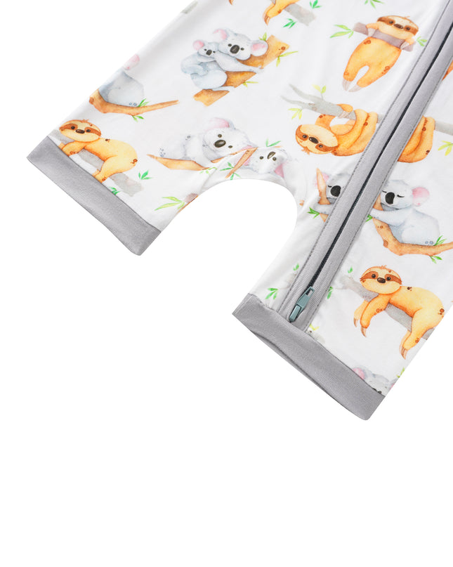 PoshTOT Sloth Bamboo Baby Shorty Zippy Romper