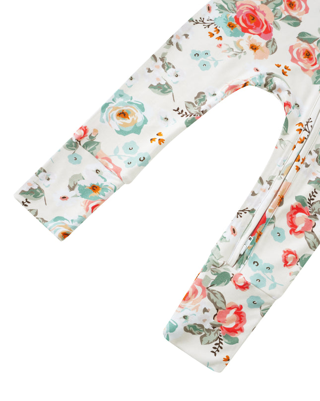 PoshTOT Retro Small Flowers Bamboo Baby Convertible Zippy Romper