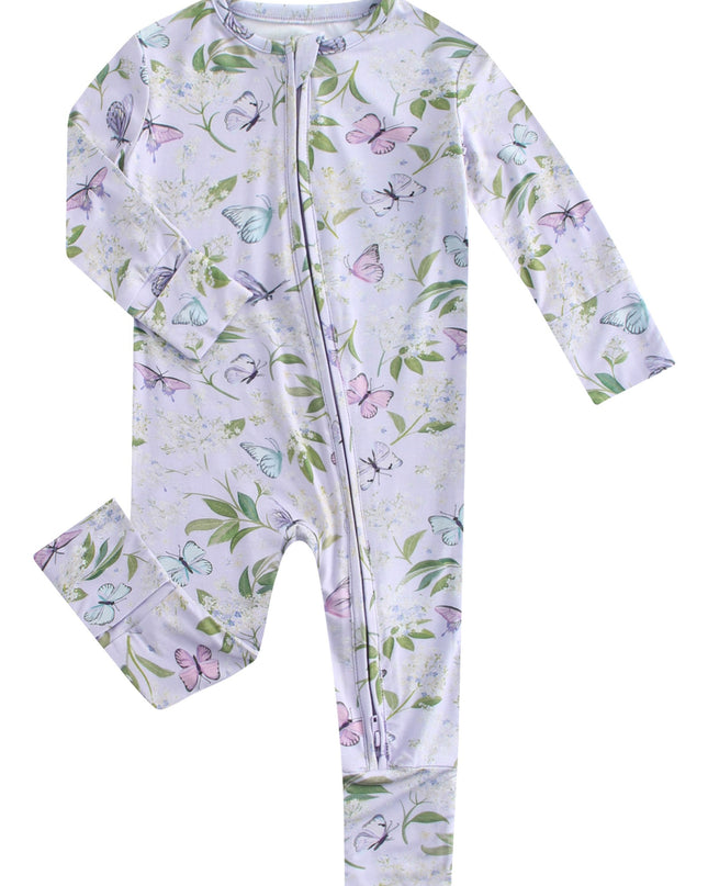 PoshTOT Butterfly Bamboo Baby Convertible Zippy Romper