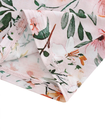 PoshTOT Pink Flower Print 2 Piece Short Sleeves PJ Set