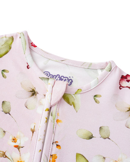 PoshTOT White Rose Bamboo Baby Convertible Zippy Romper