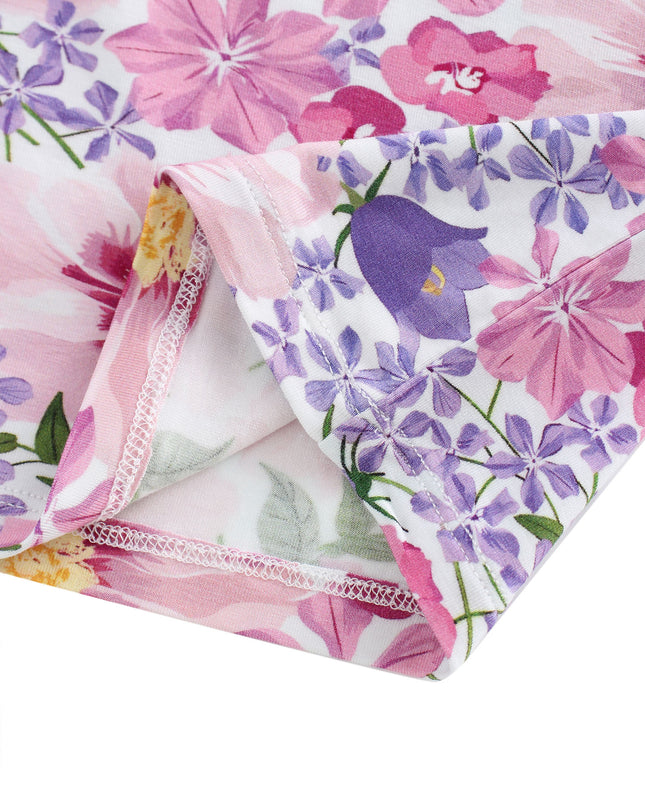 PoshTOT Morning Glory Print 2 Piece Short Sleeves PJ Set