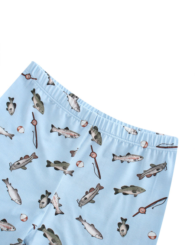 PoshTOT Blue Fish Print 2 Piece Short Sleeves PJ Set