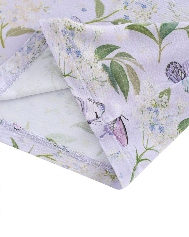 PoshTOT Purple Butterfly Print 2 Piece Short Sleeves PJ Set