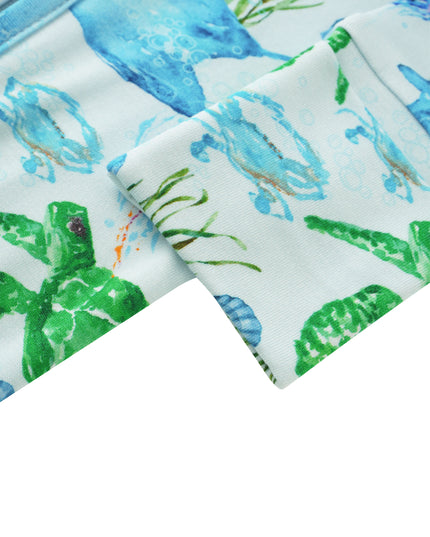 PoshTOT Sea Turtle Baby Convertible Zippy Romper