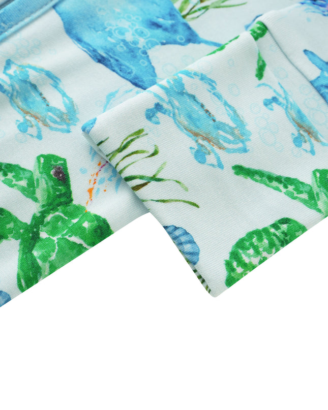 PoshTOT Sea Turtle Baby Convertible Zippy Romper