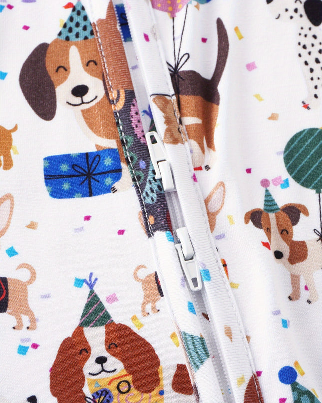 PoshTOT Animal Party Bamboo Baby Convertible Zippy Romper