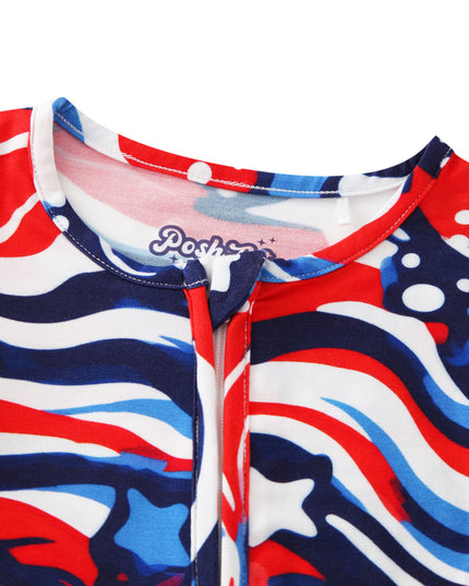 PoshTOT Americana Bamboo Baby Convertible Zippy Romper