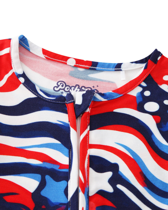PoshTOT Americana Bamboo Baby Convertible Zippy Romper