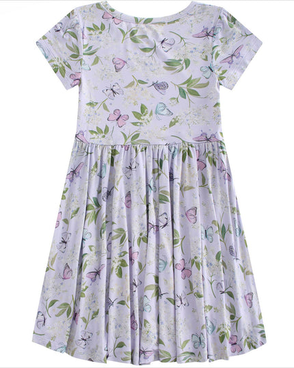 PoshTOT Purple butterfly Bamboo Girls Twirl Dress