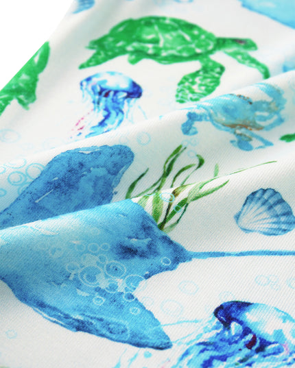 PoshTOT Sea Turtle Baby Convertible Zippy Romper