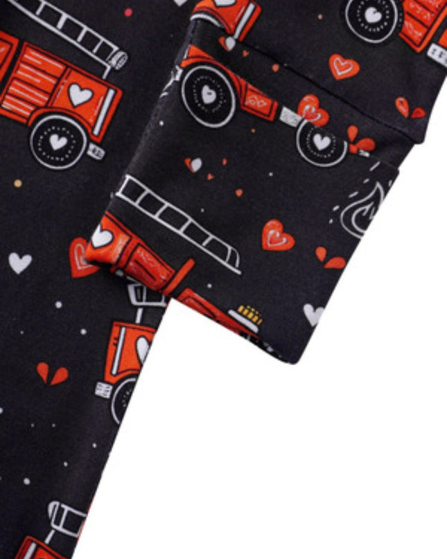 PoshTOT Fire Truck Bamboo Baby Convertible Zippy Romper