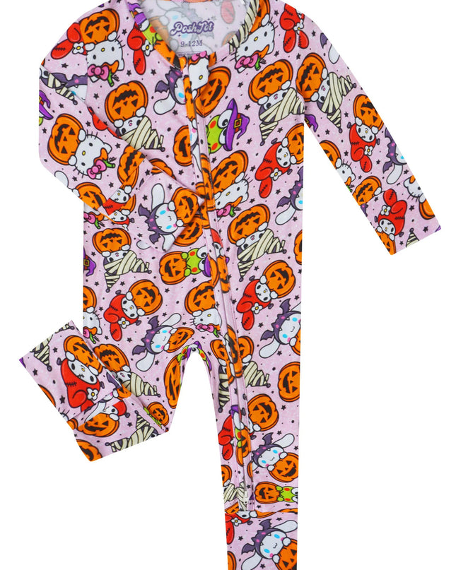 PoshTOT Sanrio Hello Kitty Pumpkin Bamboo Baby Convertible Zippy Romper