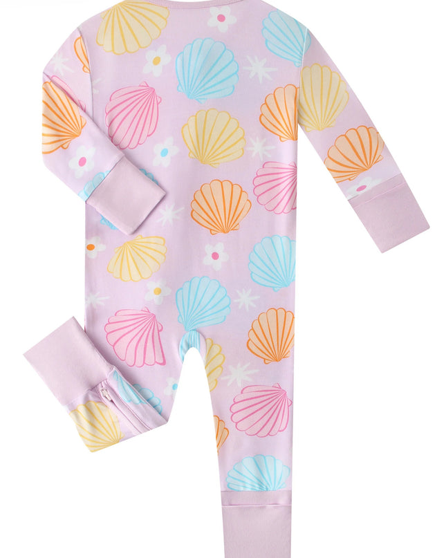 PoshTOT Colorful Seashell Bamboo Baby Convertible Zippy Romper