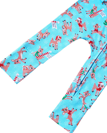 PoshTOT Christmas Reindeer Baby Convertible Zippy Romper