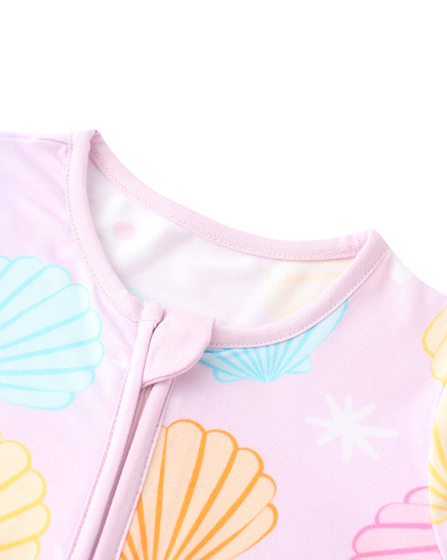 PoshTOT Colorful Seashell Bamboo Baby Convertible Zippy Romper
