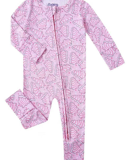 PoshTOT Pink Santa Hat Bamboo Baby Convertible Zippy Romper