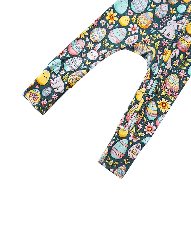 PoshTOT Easter Bunnies & Eggs Bamboo Baby Convertible Zippy Romper