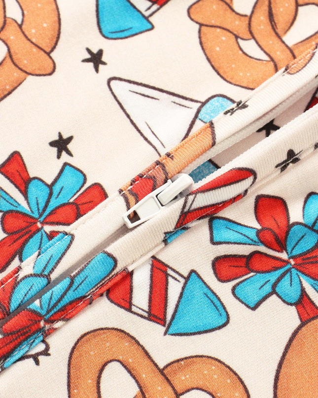 PoshTOT Hamburger Bamboo Baby Convertible Zippy Romper