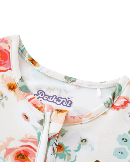 PoshTOT Retro Small Flowers Bamboo Baby Convertible Zippy Romper