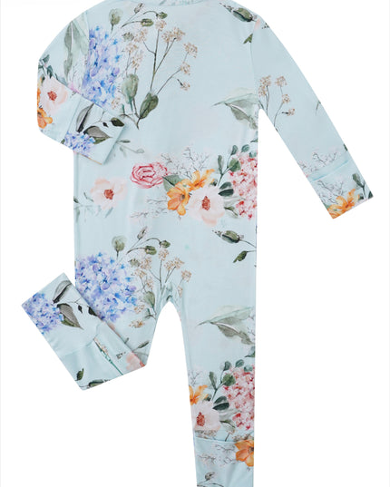 PoshTOT Hydrangea Bamboo Baby Convertible Zippy Romper