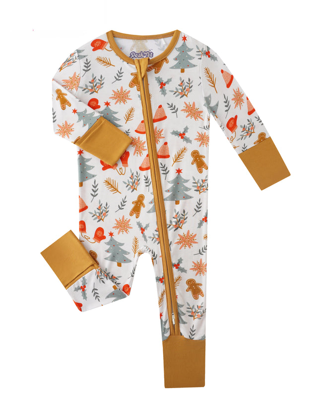 PoshTOT Snowfield Bamboo Baby Convertible Zippy Romper