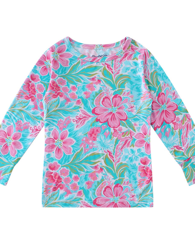 PoshTOT Sky Blue Crabapple Blossom Print 2 Piece PJ Set