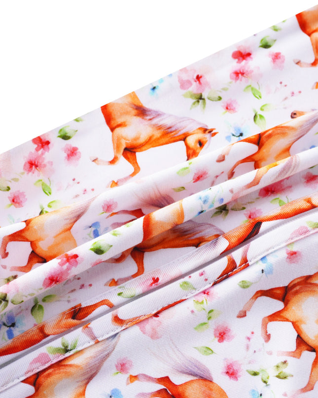 PoshTOT Horse Bamboo Baby Convertible Zippy Romper