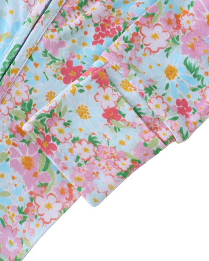 PoshTOT Spring Floral Bamboo Baby Convertible Zippy Romper