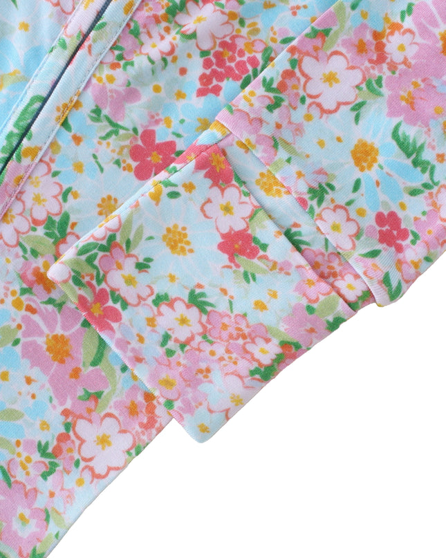 PoshTOT Spring Floral Bamboo Baby Convertible Zippy Romper