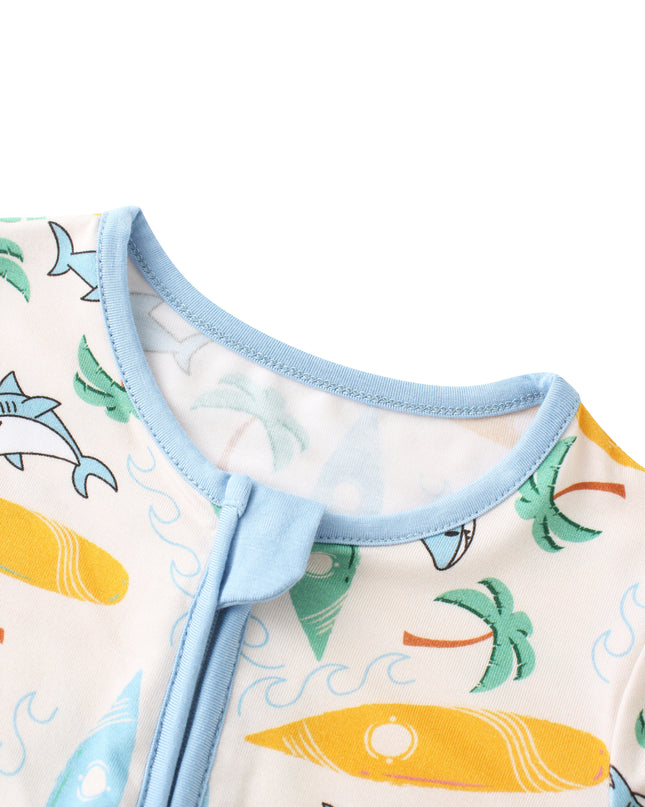 PoshTOT Beach Surfing Bamboo Baby Convertible Zippy Romper