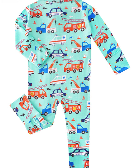 PoshTOT First Responders Bamboo Baby Convertible Zippy Romper
