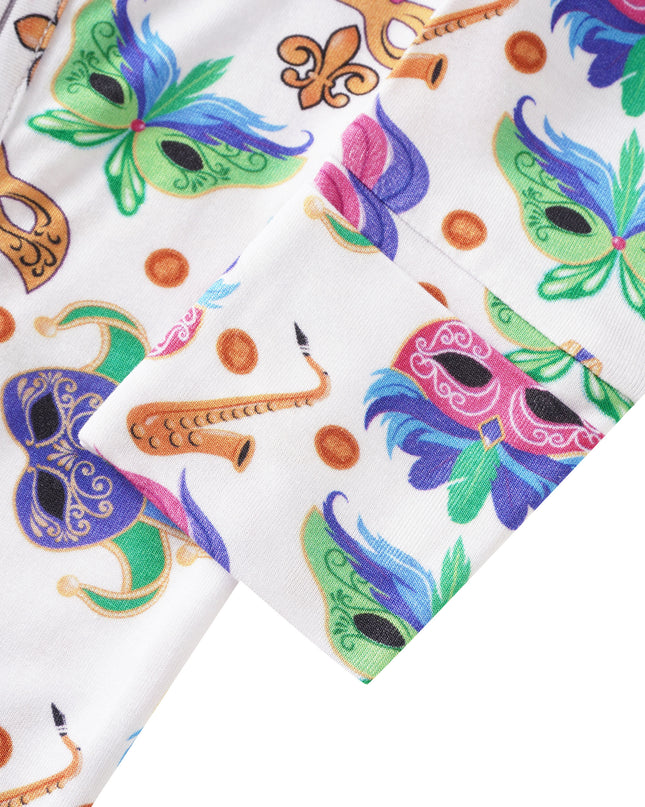 PoshTOT Mardi Gras Bamboo Baby Convertible Zippy Romper